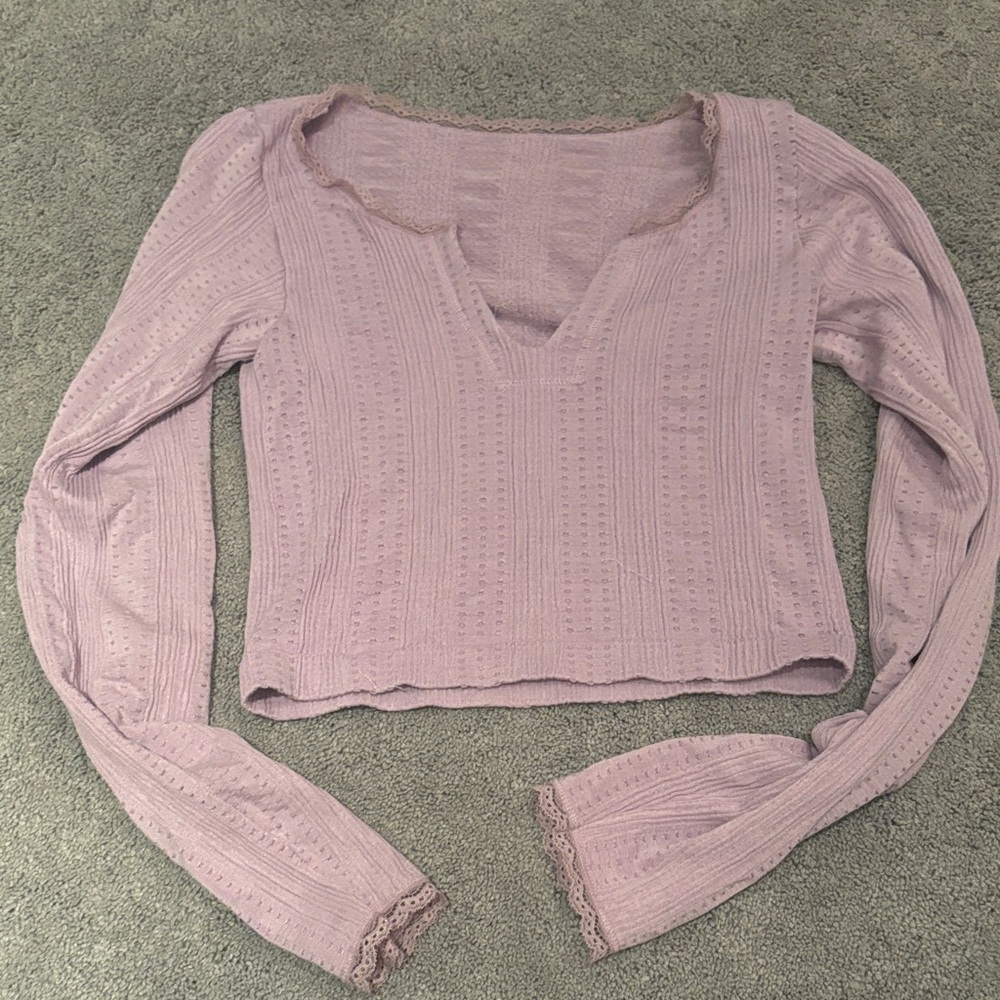 Urban Outfitters Lavender Lace Long Sleeve Top